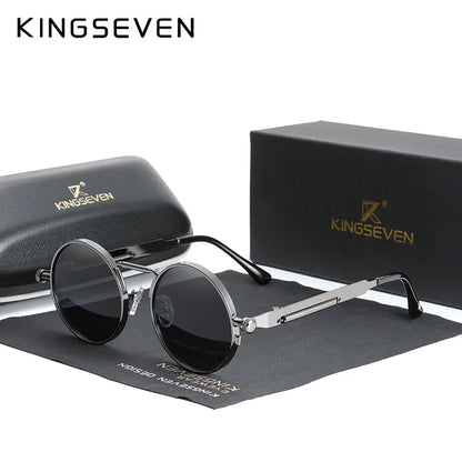 Kingseven visokokvalitetna gotička steampunk sunčanih naočala polarizirane muškarce Dizajner branda Vintage okrugli metalni okvir sunčanih naočala