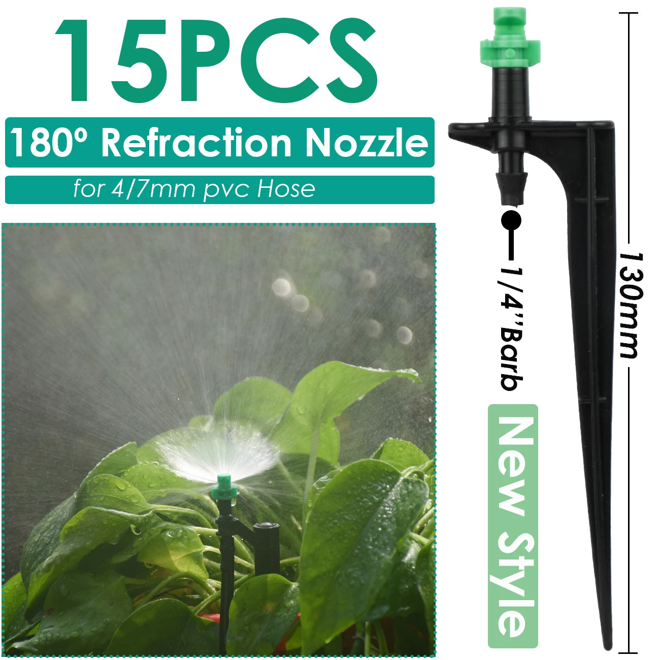 Kesla 15pcs Jardin Arrosage Drip Irrigation Sprinkler Muffuse de brume sur le pieu Dripper Inserting Ground Fit 4/7mm Greenhouse