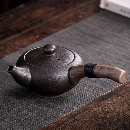 240ml Coarse Pottery Side Handle Pot Ceramic Household Chinese Kung Fu Tea Set Tea Making Pot Single Pot Tea Ceremony Customized