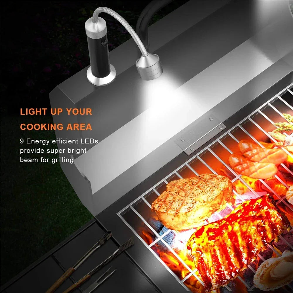Magnetische buitenbbq barbecue grill LED -grilllichten verstelbare flexibele LED 360 graden hittebestendige lampen lantaarn