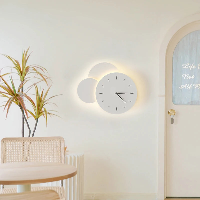 Modern LED Clock Wall Lamps For Bedside Corridor Aisle Hotel Living Room Foyer Kitchen Porch Lights Luminaria Indoor Lighting