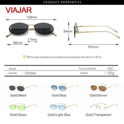 Rimless oval solbriller Kvinder 2024 Cat Eye Designer Brev Punk Sun Glasses Men Shades Driving Eyewear Glasses Female UV400