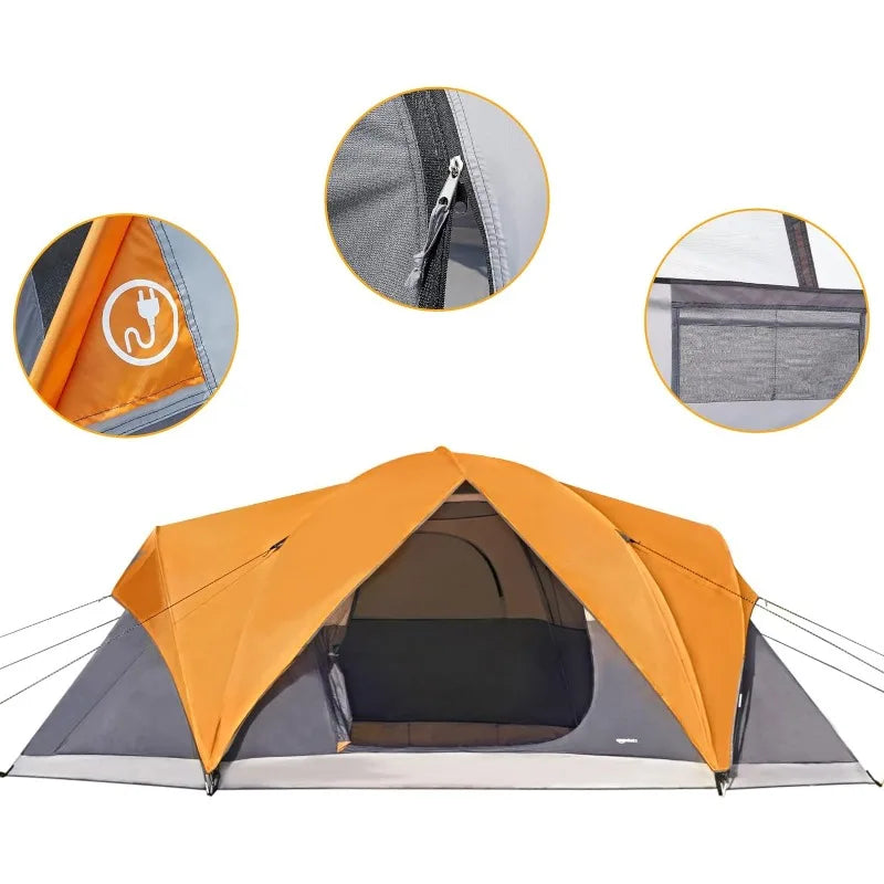Amazon Basics Dome Camping -teltta sateenflyllä ja kantolaukku, 4/8 henkilö