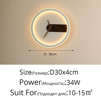 Modern LED Clock Wall Lamps For Bedside Corridor Aisle Hotel Living Room Foyer Kitchen Porch Lights Luminaria Indoor Lighting