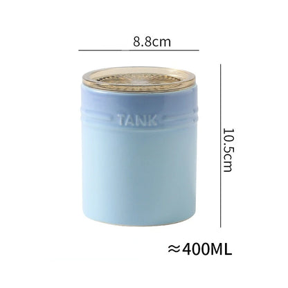 400ml Ceramic Storage Jar Kitchen Food Canisters Stackable Containers with Airtight Seal Plastic Lid for Coffee Tea Sugar Salt