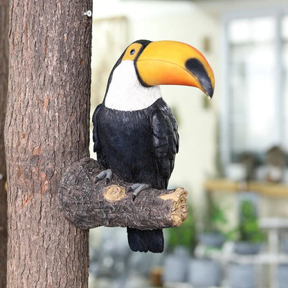 Toucan madár figura fa ölelési dekoráció függő gyanta díszek kerti szobor kreatív szimuláció állati udvar fal dekoráció