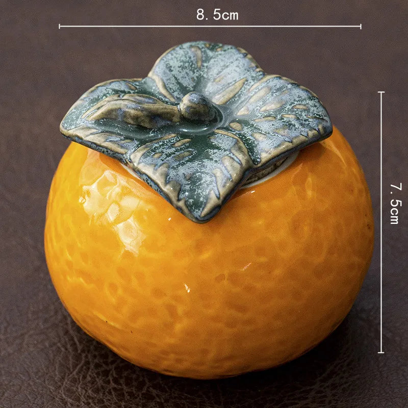 Ceramic Tea Pot Artificial Orange Small Tea Can Seal Storage Tank Kitchen Storage Organizer Sugar Coffee Container Ceramic Jar