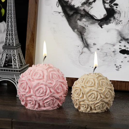 3D Esfera molde a vela de molde de rosa vela moldes de silicone diy gesso aromaterapia gelo molde de gelo e decoração