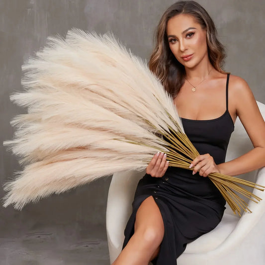 39inch Fluffy Artificial Pampas Grass Flower for Decor Boho Bouquet Flower Wedding Home Christmas Decoration Fake Flowers Reed