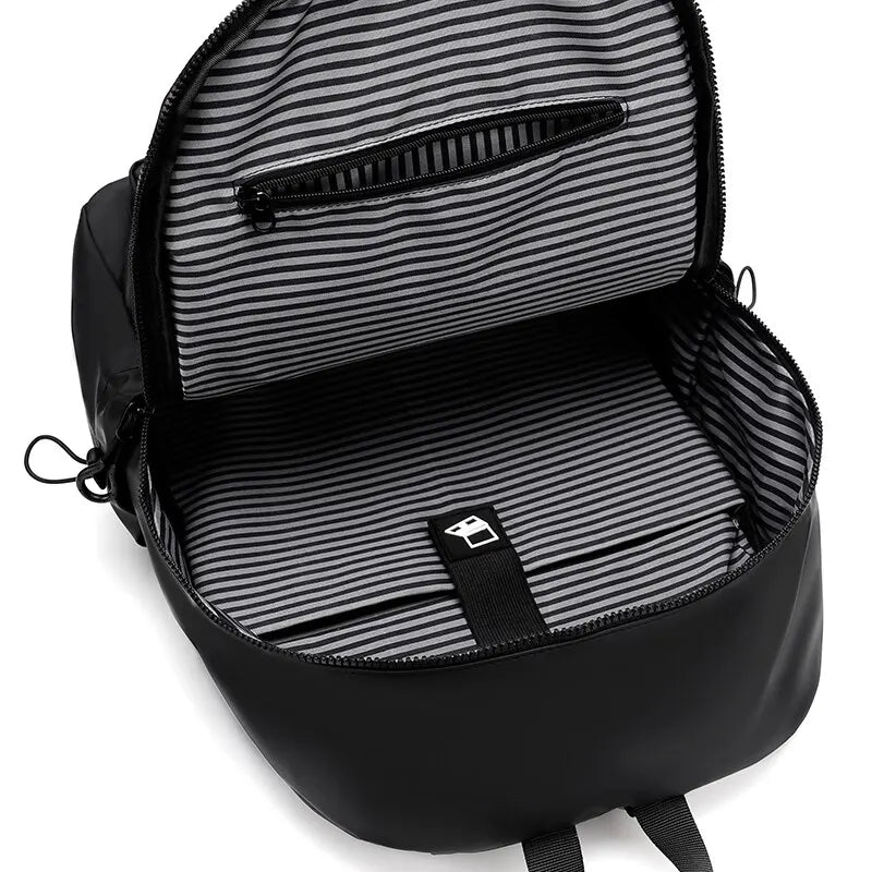 Ein 14 -Zoll -Rucksack für Männer mit großer Kapazität Reisen Freizeit Solid Color PU Computer Rucksack Mode und Frauen Schüler Schulbag