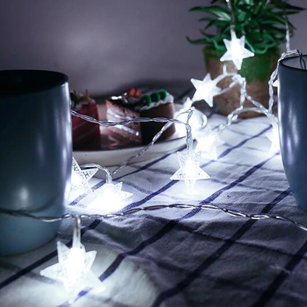LED STRINGY SVĚTLA OUTDOOR Hvězdný řetězec světla Girland Lights žárovka světla Party Home Wedding Garden Vánoční výzdoba