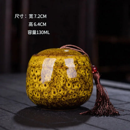 Ceramic tea can, small size, portable, kiln sealed can, household tea storage tank, powder medicine can tea tin Coffee can