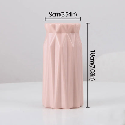 Plastic Dried Flower Vase with Minimalist Geometry Plastic Flower Pot Living Room Small and Fresh Flower Arrangement Decoration