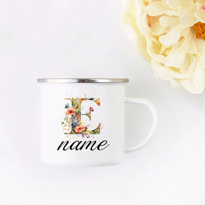 Personalized Floral Initial Name Cup Custom NameTea Coffee Hot Chocolate Mug Bride Bridesmaid Mothers Day Gift for Her