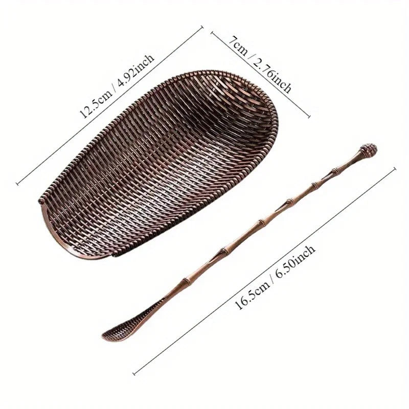 2Pcs/Set Alloy Weaving Chaze Tea Shovel Set Handmade Coffee Bean Taking Tools Traditional Kung Fu Tea-scoop Accessories