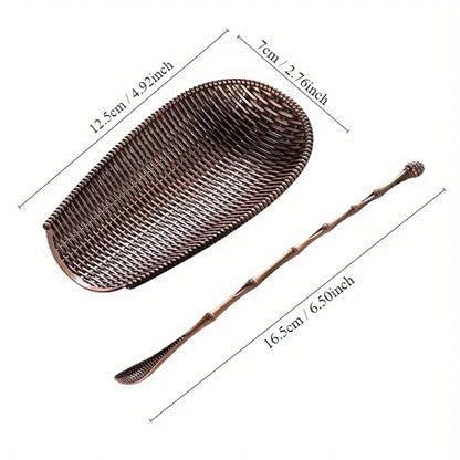 2Pcs/Set Alloy Weaving Chaze Tea Shovel Set Handmade Coffee Bean Taking Tools Traditional Kung Fu Tea-scoop Accessories