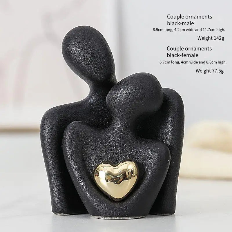 Couple Hugging Figurine Ceramic Couple Statue Abstract Modern Sculpture Love Figurines Art Craft Couple Home Accents