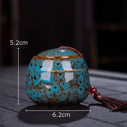 Painted Tea Canister Tassel Sealed Ceramic Storage Jar with Lids Porcelain Coffee Container Desk Decoration Tea Cans Candy Pots