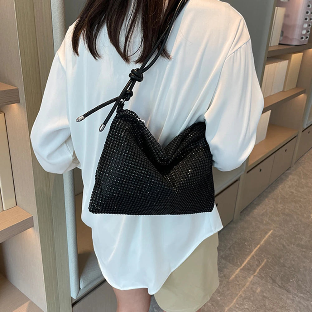 Mulheres brilhantes bolsas chiques sparkle satchel embreagem elegante bolsa de moda zíper com cinta versátil bolsa de noite ajustável