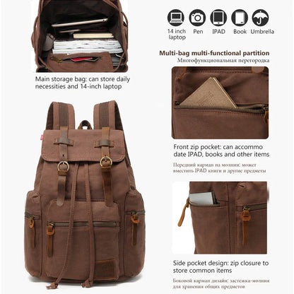 Marproyal Canvas Vintage Backpack Veliki kapacitet Putni ruksak Čvrsta boja 12-17 "Laptop torbe za muškarce i žene Dropshipping