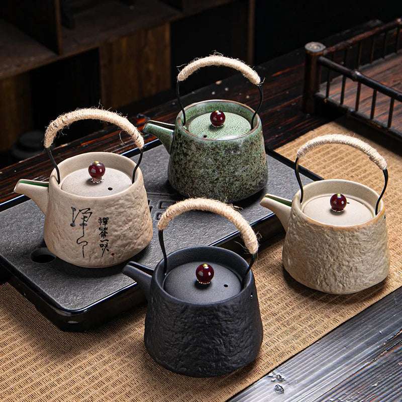 400ml Retro Japanese Kungfu Teapot Ceramic Tea Set Yixing Teapot Clay Puer Tea Pot and Cup Set Teeware Teware Water Kettle Pots