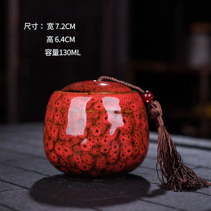 Ceramic tea can, small size, portable, kiln sealed can, household tea storage tank, powder medicine can tea tin Coffee can