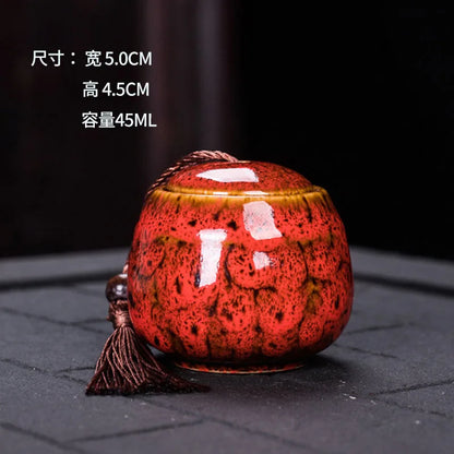 Ceramic tea can, small size, portable, kiln sealed can, household tea storage tank, powder medicine can tea tin Coffee can