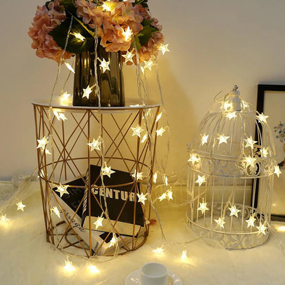 Luces de cuerda LED luces de cadena de estrellas al aire libre luces de guirnalda de las guirnaldas luces de hadas fiestero en el hogar jardín de bodas decoración navideña