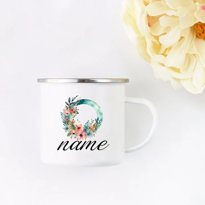 Personalized Floral Initial Name Cup Custom NameTea Coffee Hot Chocolate Mug Bride Bridesmaid Mothers Day Gift for Her