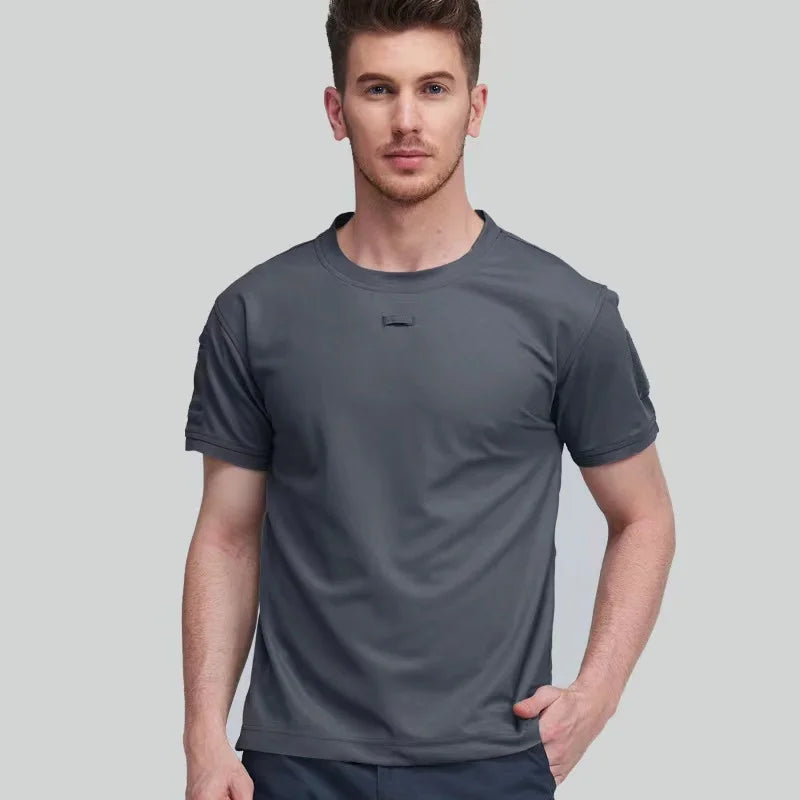 Caminhada tática respirável masculina Treking Trekking Pescando escalada rápida camiseta seca verão Summer Fast Dry Pullerover