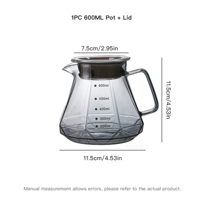 600ML Glass Pour Over Coffee Maker V Shape Drip Coffee Dripper and Filters Coffee Filter Holder Barista Tools Coffee Accessories