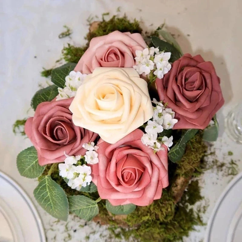 10/20/30 hoder 8cm Kunstig PE Foam Rose Flowers Bride Bouquet Flower For Wedding Party Decorative Scrapbooking Diy Flower