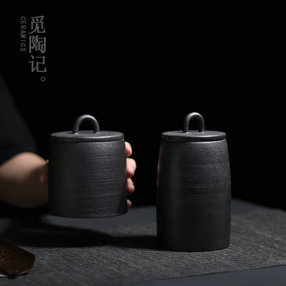 Stoneware Tea Tins Porcelain Sealed Jar Household Large and Small Size Japanese Style Tea Container Tea Box Tea Jar Tea Storage