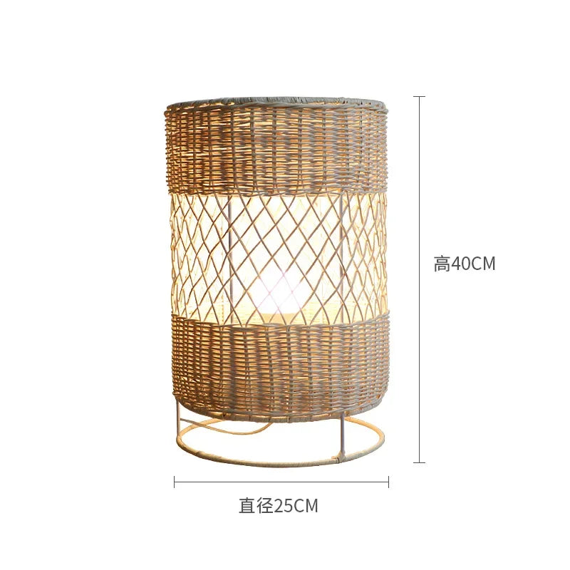 Japanese Rattan Floor Lamp Retro Hand-woven floor light for Living Room Bedroom sofa Office Hotel handmade rattan Table lamp