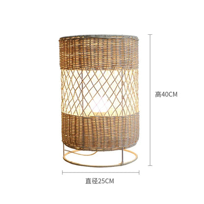 Japanese Rattan Floor Lamp Retro Hand-woven floor light for Living Room Bedroom sofa Office Hotel handmade rattan Table lamp