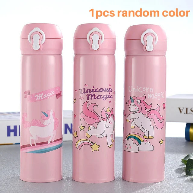Cute Unicorn Thermos Bottle Stainless Steel Thermal Mug Bouncing Lid Water Bottle for Children Girls Gifts Portable Drinkware