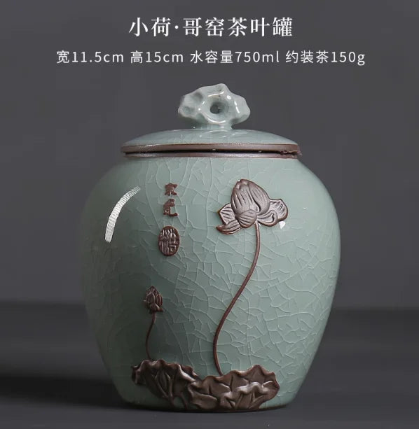 Ceramic Tea Caddy Storage Tank Sealed Jar Candy Jar Tea Box Sugar Bowl Tea Organizer Home Food Container Decorative Jars Tea Can
