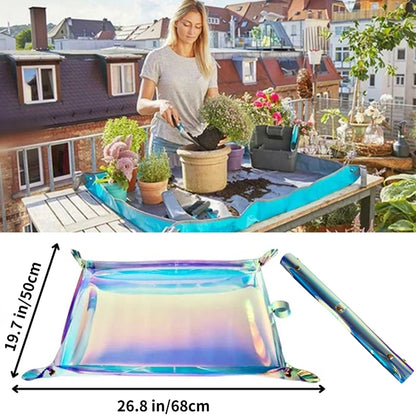 Mat de plantare 68*50cm iridescent holografic de grădinăre cu ghiveci de grădină pliabilă plantă de grădină oală de flori transplantând covorașe impermeabile