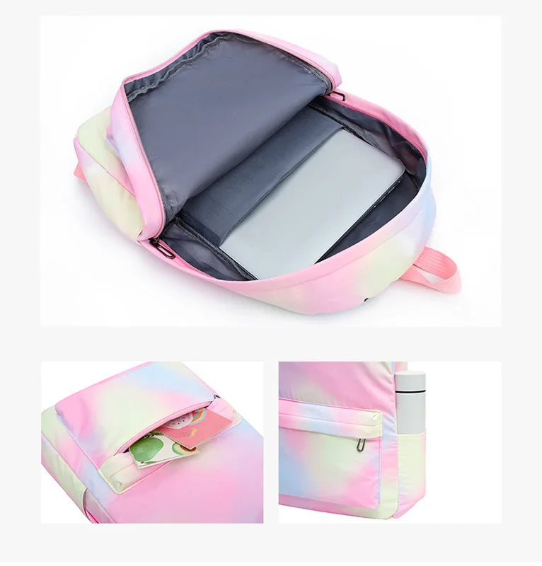 3pcs Disney Lilo Stitch Barevný batoh s batohem na obědové tašky příležitostné školní tašky pro chlapce dívky žen studentské teenagery