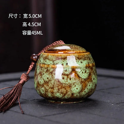 Ceramic tea can, small size, portable, kiln sealed can, household tea storage tank, powder medicine can tea tin Coffee can