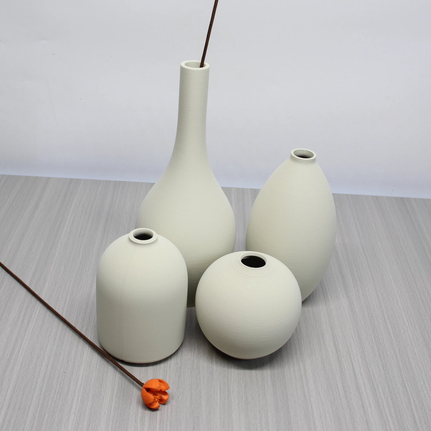 4 Piece Minimalist Art Vase, Vase Set, Perfect for Country Home Décor, Modern Farmhouse, Living Room, Shelf, Tabletop, Bookcase,