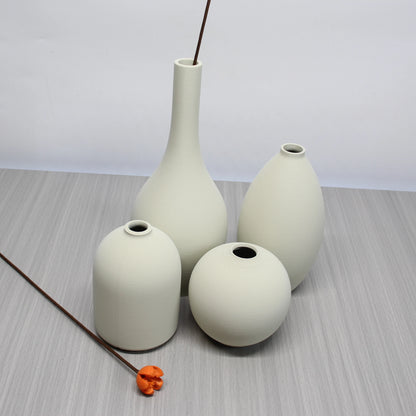 4 Piece Minimalist Art Vase, Vase Set, Perfect for Country Home Décor, Modern Farmhouse, Living Room, Shelf, Tabletop, Bookcase,