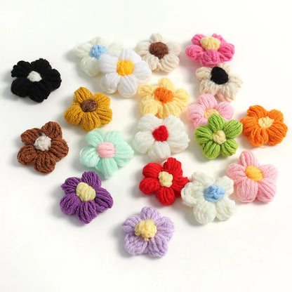 10/20Pcs 4cm Wool Flower Applique for DIY Clothes Hat Shoes Crafts Sewing Supplies Patches Headwear Hair Clips Decor Accessories