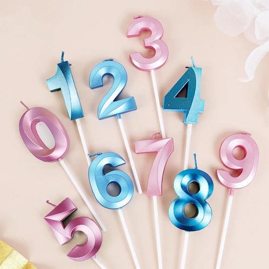 Candela digitale di compleanno Digital Candele digitali Decorazione della torta di compleanno Candele creative blu rosa blu