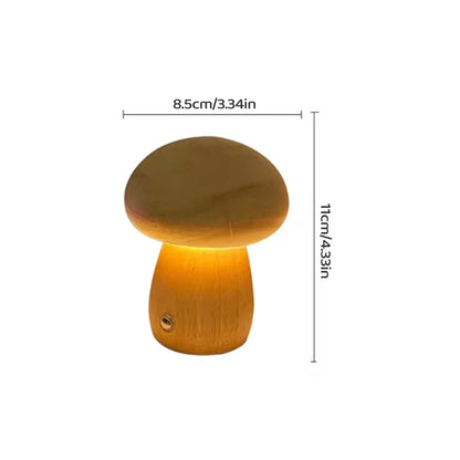 INS Wooden Creative Mushroom Night Light Stepless Dimming Bedside Table Lamp 3 Color Rechargeable Sleeping Nightlights For Room