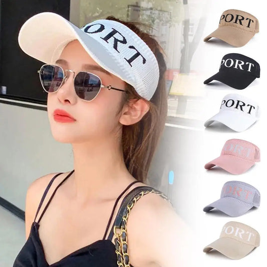 Dopis Sunshade Hat Summer Sports prázdný klobouk Ženy Outdoor Sunblock klobouk korejská móda prodyšná sluneční čepice bez vrcholu