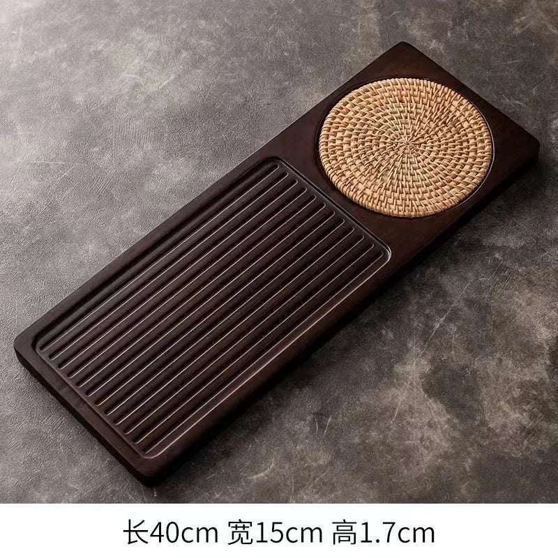 Solid Bamboo Wood Tea Tray Portable Rattan Mat Rectangle Serving Table Plate Storage Dish for Hotel Tea Plate Accessories Saucer
