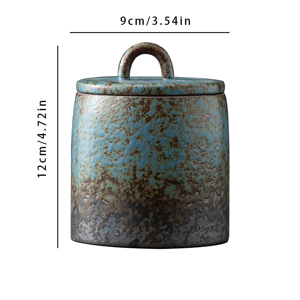 Ceramic Tea Caddy Sealed Jar Small Tea Box Portable Tea Can Storage Tank Candy Jars Food Container Tea Organizer Decorative Jar