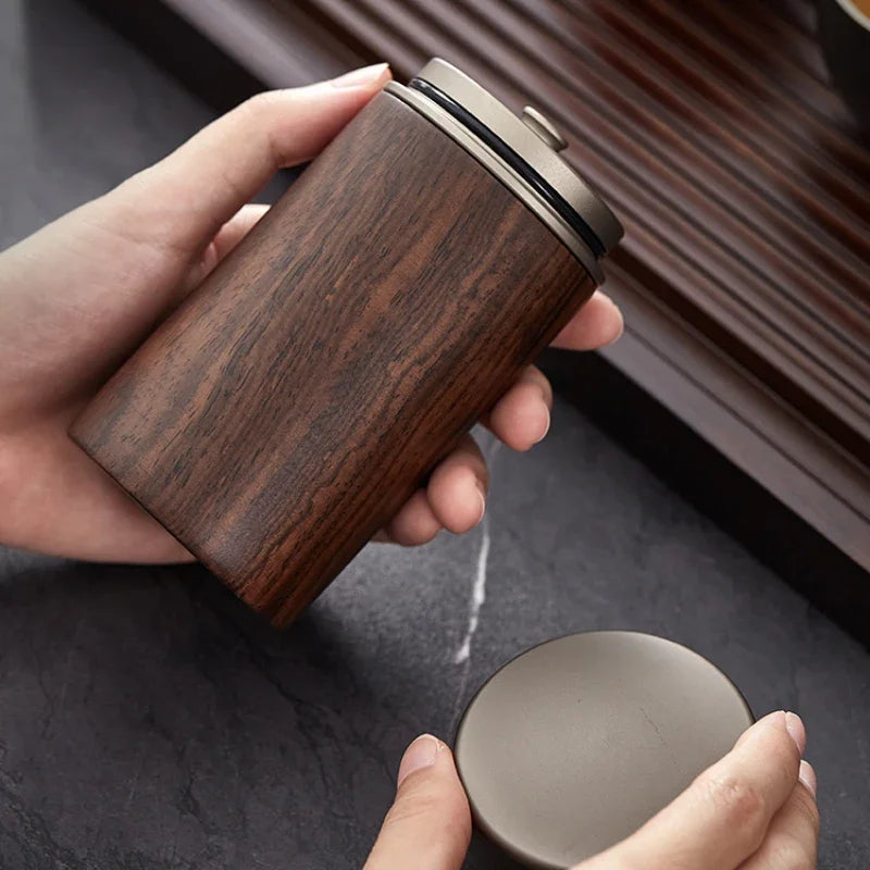 Ebony Sealed Tea Can Pu 'er Storage Storage Tea Box Household Wooden Chinese Portable Tea Can