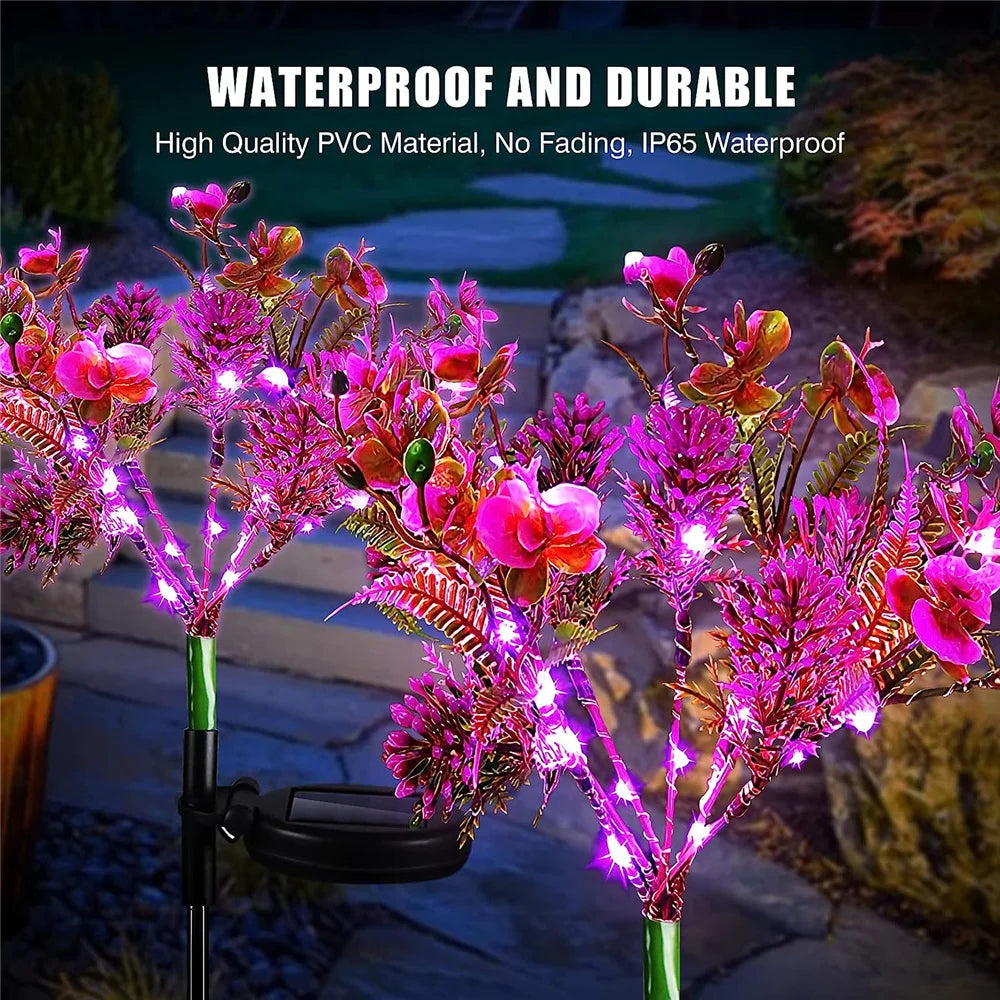 1pc solárne svetlo vonkajšie záhradné dekoratívne solárne slnečné svetlo phalaenopsis kvetina svetlo nepremokavá vodotesná IP65 Záhradné darčeky pre ženy
